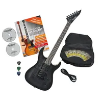 Rocktile Pro J150-TB E-Gitarre Transparent Black Zubehör Gigbag Tasche, Plektren, Gitarren Schule mit CD & DVD, Gitarrensaiten)