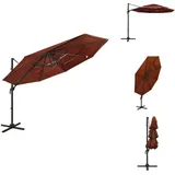 Vidaxl - Sonnenschirm mit Aluminium-Mast 4-lagig Terrakottarot 3x3 m - Sonnenschirm - Gartenschirm - Terracotta - Polyester - Aluminium