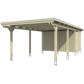 SKANHOLZ Skan Holz Einzelcarport Leimholz Schiefergrau 404 cm x 846 cm mit Abstellraum