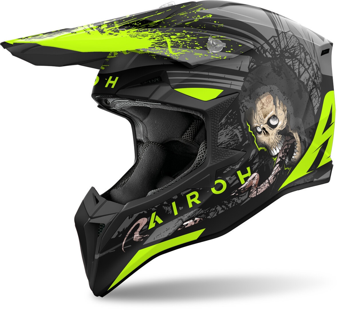 Airoh Wraaap Darkness Motorcross Helm, zwart-geel, 2XL