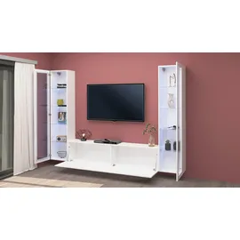 Home Affaire Wohnwand "Maruska", weiß (weiß hochglanz, weiß hochglanz), B:260cm H:180cm T:30cm, Holzwerkstoff, Kastenmöbel-Sets, Wohnwand