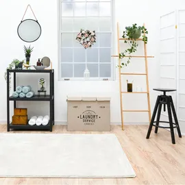 Dune Design Wäschekorb 3 Fächer - 84L Wäschesammler Beige mit Deckel - Wäsche Organizer Bad