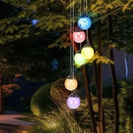 Hi Solar LED Deko-Licht Risse-Glas-Design 6 Lampen Glas 6 Stück weiß
