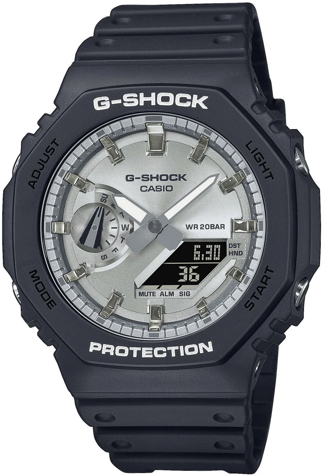 Chronograph CASIO G-SHOCK, schwarz (schwarz, silberfarben), Armbanduhren, Herren, Chronograph, Quarzuhr,Armbanduhr,Herrenuhr,digital, bis 20 bar wasserd.Resinarmband