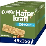 Corny Haferriegel Corny Haferkraft Zero Haselnuss, ohne Zuckerzusatz, 125 kcal pro Riegel, vegan, 48x35g