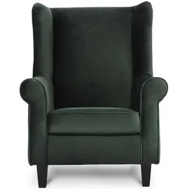 Konsimo Ohrensessel Miles Webstoff 82 x 105 x 97 cm Grün