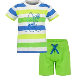 T-Shirt & Shorts BLUE SEVEN, Jungen, Gr. 128, weiß (weiß orig), Obermaterial: 100% Baumwolle, gestreift, modisch, KOB Set-Artikel