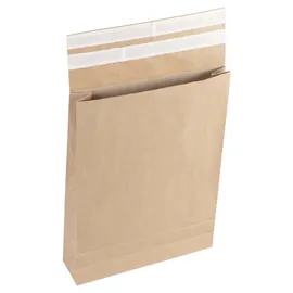 Flexipak Faltentaschen classic Doppelfixverschluss DIN B4 ohne Fenster braun mit 5,0 cm Falte, 300 St.