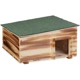 Relaxdays Igelhaus, geflammtes Holz, Igelhotel Boden, 2 Kammern, Winterquartier Igel, Garten, Hbt 21,5x40x40 cm, braun
