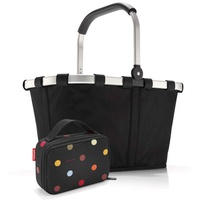 Set carrybag BK, thermocase OY, SBKOY Einkaufskorb mit Kleiner K?hltasche, Black + dots (70037009)