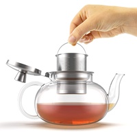 Verre Collection Teekanne mit Siebeinsatz – ¬800 ml Teekanne Glas mit Edelstahl Deckel (3-teilig) – Glas Teekanne – Glasteekanne – Englischer Teapot - Hitzebeständig und Spülmaschinenfest
