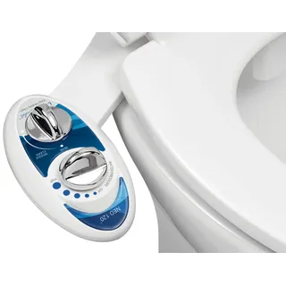 Luxe Bidet Neo 120 – Selbst Reinigung – Frische, Wasser ohne Elektrik Mechanische Bidet WC-Aufsatz (blau und weiß)