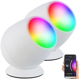 Luminea Home Control 2er-Set WLAN-Stimmungsleuchten, RGB-CCT-LEDs, 210 lm, 2,2 W, USB, weiß
