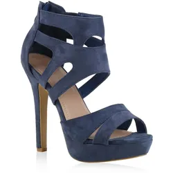 Damen Plateau Sandaletten in Blau