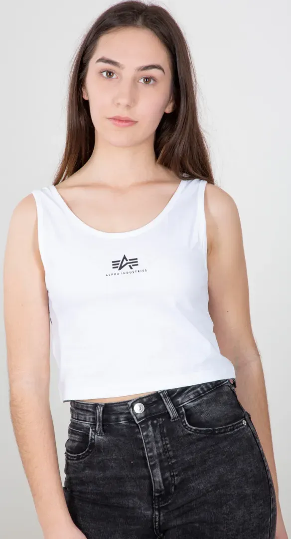 Alpha Industries Basic Crop SL Damen Tank Top, weiss, Größe S