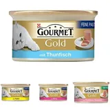 Purina Gourmet Gold Feine Pastete Mixpaket (Thunfisch, Huhn, Rind, Forelle mit Tomaten) Katzennassfutter, 48er Pack (4 x 12 x 85g Dose)