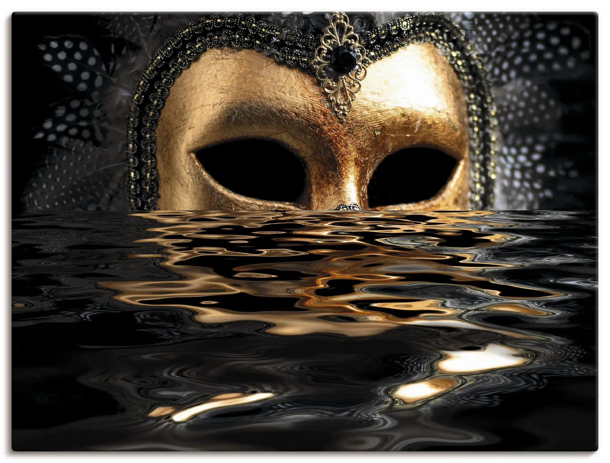 Artland Wandbild »Venezianische Maske mit Blattgold«, Karneval, (1 St.), als Alubild, Outdoorbild, Leinwandbild, Poster, Wandaufkleber Artland goldfarben