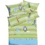 KAEPPEL Kinder-Bettwäsche Robo Football Feinbiber grün