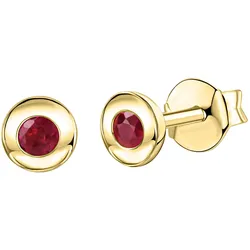 Paar Ohrstecker VIVANCE "375/- Gelbgold glanz Rubin", gelb (gelb, rot), Ohrringe, Damen, ONE-SIZE, Gold