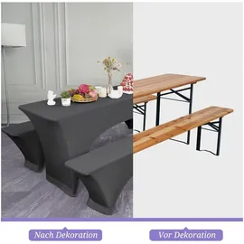 luxuskollektion Elastische Biertischhussen Dunkelgrau 220x50x70cm