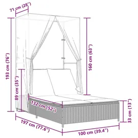 vidaXL Doppel-Sonnenliege 53 x 0 x 23 cm Grau