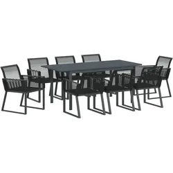 vidaXL Garten Essgruppe 9 pcs Schwarz Groß Metall & Seil