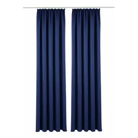 OTTO home Verdunkelungsvorhang OTTO HOME "Solana, Gardinen mit Kräuselband, Vorhänge, Wohnzimmer, modern" Gr. 5, blau (dunkelblau), B:140cm H:265cm, Polyester, Gardinen, 2er-Set Verdunklungsvorhang mit Thermofunktion, Bestseller, einfarbig