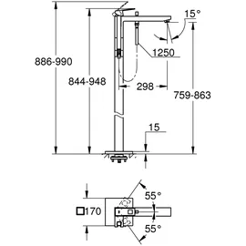 Grohe Eurocube Einhand-Wannenbatterie Hard Graphite