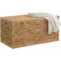 Truhe HOME AFFAIRE, beige (natur), B:110cm H:55cm T:57cm, Geflecht Wasserhyazinthe, Truhen, innen mit Baumwolle bespannt