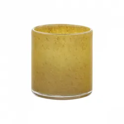 Farbiges Glaswindlicht Saga M H:12 cm L: 12cm Tan