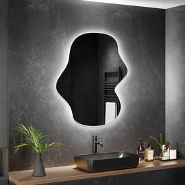 Home Deluxe Spiegel, Silber, Glas, 80x100x3.6 cm Badezimmer, Badezimmerspiegel, Badspiegel,