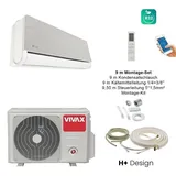 VIVAX H+ Design SILVER + 9 m Montageset Klimagerät Klimaanlage 3D Swing A+++