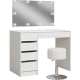Vicco Schminktisch Thalia Weiß Hochglanz 100 cm mit und Hocker