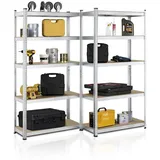 Juskys Lagerregal Basic 2er Set 180x90x40 cm - Silber, Metall 90x180x40 Freizeit, Heimwerken, Werkstatt