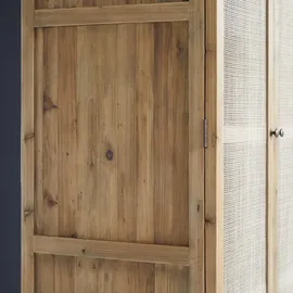 Tikamoon Schrank Pinienholz/Rattangeflecht 200 cm beige