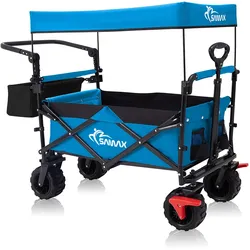 SAMAX Faltbarer Bollerwagen Offroad mit Dach - Blau