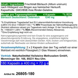 VitalLife Wilder Frischblatt Bärlauch Kapseln 180 St.