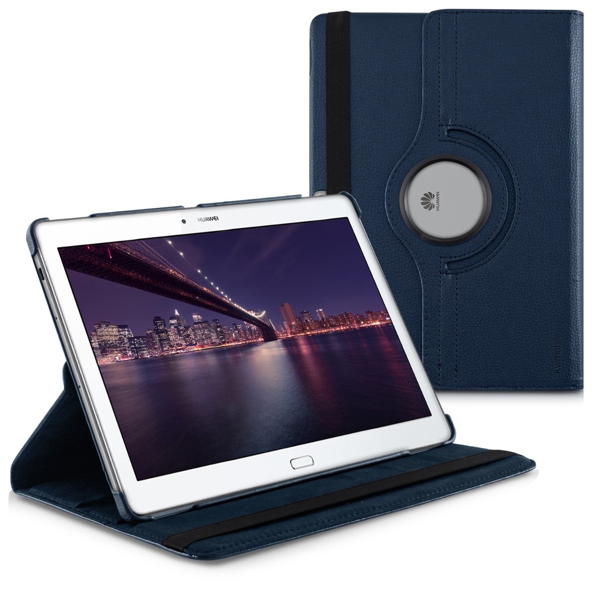 kwmobile Schutzhülle kompatibel mit Huawei MediaPad M2 10.0 - Hülle 360° Tablet Cover Case Dunkelblau