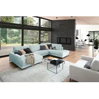KAWOLA Sofa CARA Wohnlandschaft U-Form Cord hellblau Longchair links