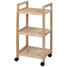 Wenko Rollregal 3 Etagen Acina, Maße: 35 X 72 X 31 Cm, Braun, Holz Natur, Polypropylen Schwarz