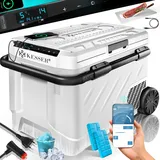 KESSER® Kompressor Kühlbox elektrisch 51 Liter | Camping Gefrierbox mit LED-Touch| Mit APP-Steuerung & Kühlakkus USB-Anschluss 12/24 V 230V | Kühlschrank Kühlung bis -20 °C für Auto LKW Weiß Schwarz