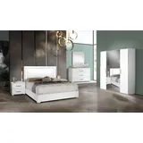 Xlmoebel Komplettschlafzimmer Schlafzimmer Bett Nachttische Kleiderschrank Kommode Weiß Set 6tlg, (6-tlg., Bett + 2x Nachttische + Kleiderschrank + Kommode + Spiegel), Hergestellt in Europa weiß