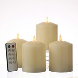 MARELIDA LED Kerzenset Adventskerzen Echtwachs flackernd Fernbedienung 11,5cm creme 4St.