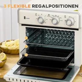 Homcom Minibackofen 20l 1400 W cremeweiß inkl. Backblech + Grillrost + Krümelblech + Frittierkorb