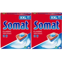 Somat Classic Spülmaschinen Tabs, 154 (2x77) Tabs, XXL Pack, Geschirrspül Tabs für die tägliche Reinigung von Besteck und Geschirr, mit Extra-Kraft und Schutz vor Glaskorrosion