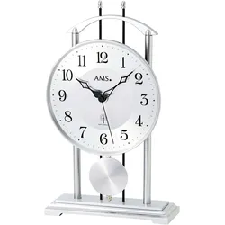 Pendeltischuhr AMS, bunt (silberfarben, weiß), Tischuhren, Quarzuhr, Funkuhr, Wohnzimmer, Schlafzimmer, Arbeitszimmer, Büro