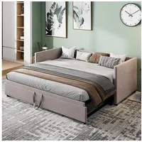 LuxusKollektion Schlafsofa Tagesbett ausziehbar 90x200 180x200 Schlafsofa Grau + Samt Ausziehbar grau
