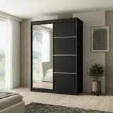 beautysofa Schiebetürenschrank PACO 150 x 215 x 61 cm Schwarz