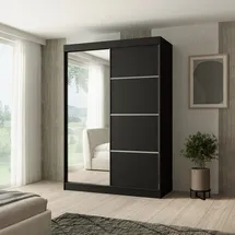 beautysofa Schiebetürenschrank PACO 150 x 215 x 61 cm Schwarz