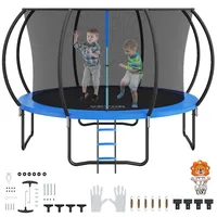 Vevor Gartentrampolin Trampolin 86 cm Leiternhöhe, Indoor-/Outdoor-Kindtrampolin mit 180 kg Belastbarkeit, Trampoline 360° Sicherheitsnetz Stoßdämpfend, Outdoor Trampoline für Kinder & Erwachsene